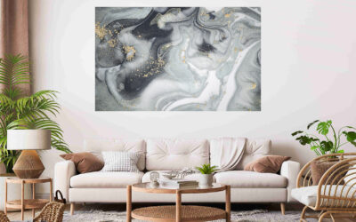 Abstract Marble Design Black & Gold Stretch Canvas High Quality Wall Arts – Ready To Hang