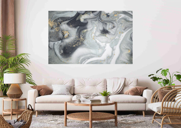 Abstract Marble Design Black & Gold Stretch Canvas High Quality Wall Arts - Ready To Hang