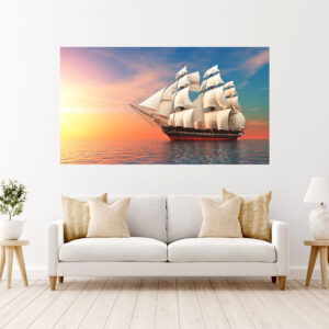 Sea Boat Painting Stretch Canvas High Quality Wall Arts - Ready To Hang