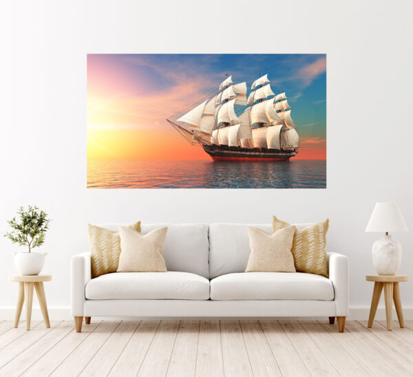 Sea Boat Painting Stretch Canvas High Quality Wall Arts - Ready To Hang