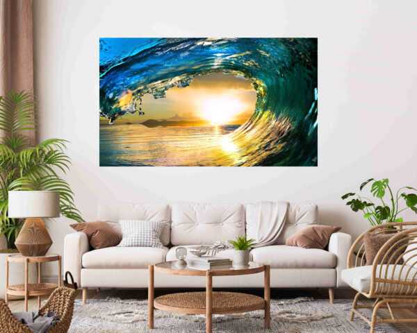 Sea Wave Sunset Stretch Canvas High Quality Wall Arts - Ready To Hang