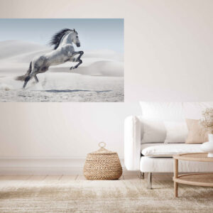 White Horse Stretch Canvas High Quality Wall Arts - Ready To Hang