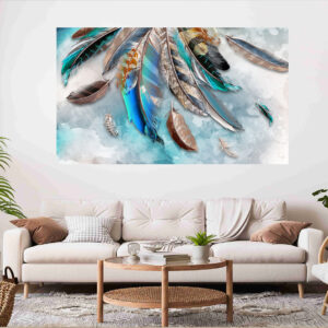 Colorful Feather Design Abstract Stretch Canvas High Quality Wall Arts - Ready To Hang