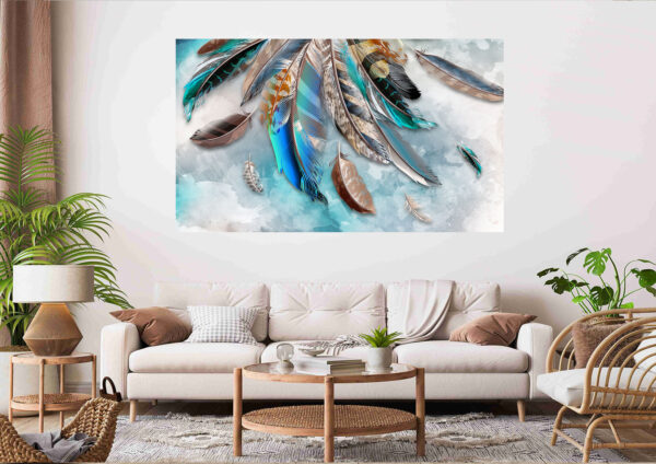 Colorful Feather Design Abstract Stretch Canvas High Quality Wall Arts - Ready To Hang