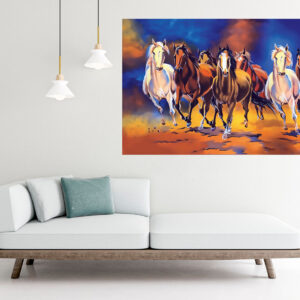 Herd of Seven Horses Painting Stretch Canvas High Quality Wall Arts - Ready To Hang