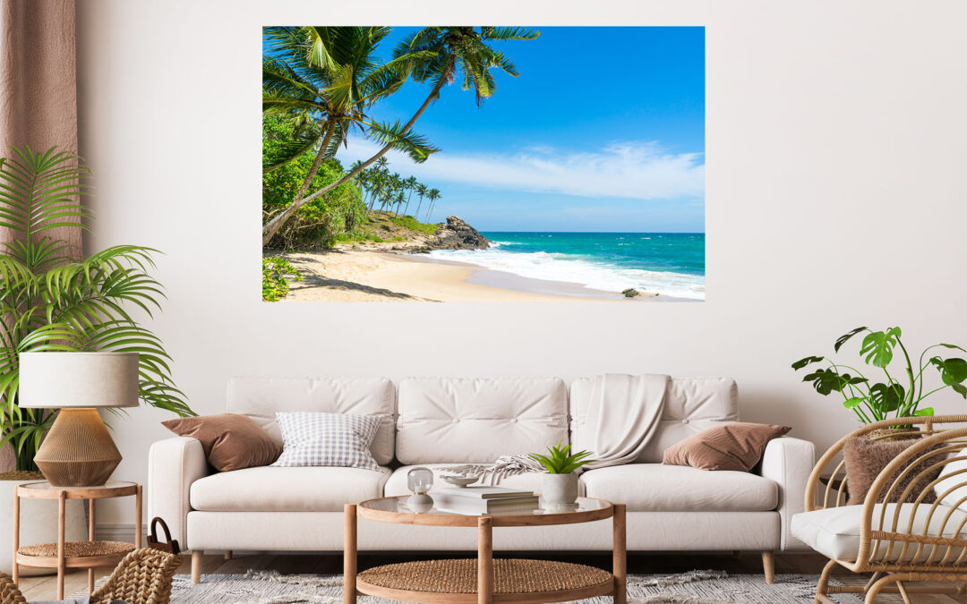 Beautiful Beach Blue Sky Green sea Stretch Canvas High Quality Wall Arts – Ready To Hang