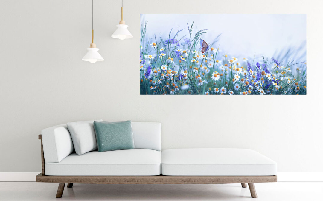 Beautiful Flowers & Butterfly Painting Stretch Canvas High Quality Wall Arts – Ready To Hang