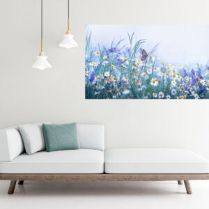Beautiful Flowers & Butterfly Painting Stretch Canvas High Quality Wall Arts - Ready To Hang