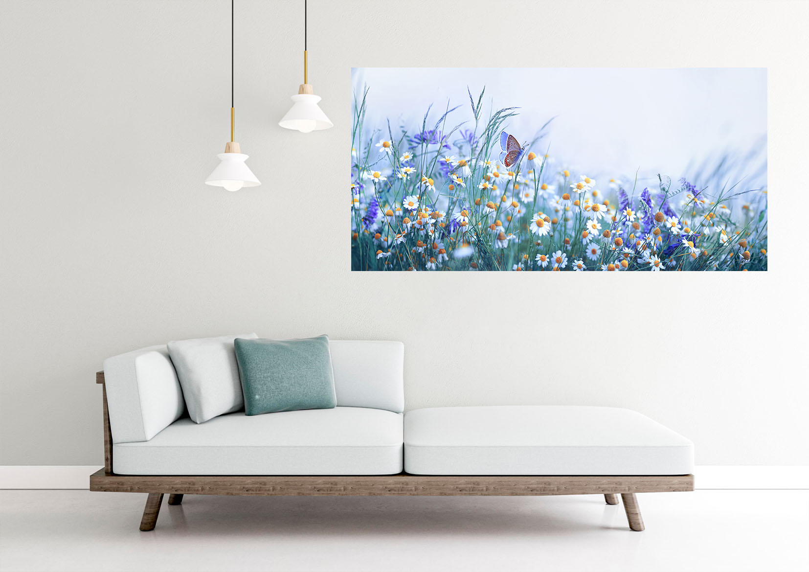 Beautiful Flowers & Butterfly Painting Stretch Canvas High Quality Wall Arts - Ready To Hang