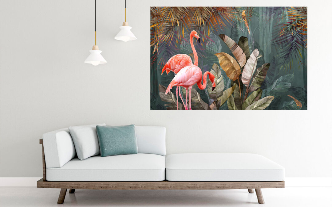 Flamingos  Forest Pink Stretch Canvas High Quality Wall Arts – Ready To Hang