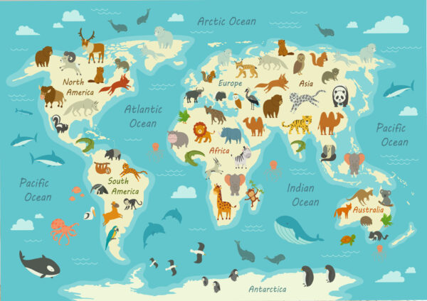 Kids World Map Painting Stretch Canvas High Quality Wall Arts - Ready To Hang - Image 2