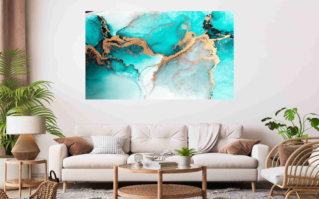 Abstract Green & gold Alcoholic Design Stretch Canvas High Quality Wall Arts – Ready To Hang