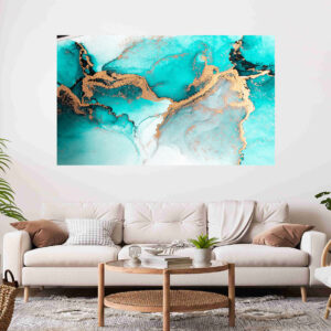 Abstract Green & gold Alcoholic Design Stretch Canvas High Quality Wall Arts - Ready To Hang