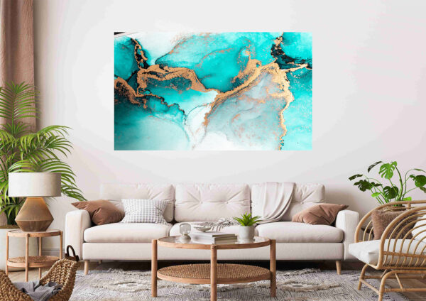 Abstract Green & gold Alcoholic Design Stretch Canvas High Quality Wall Arts - Ready To Hang