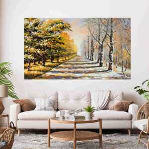 Forest Sunrise Snow Trees Stretch Canvas High Quality Wall Arts - Ready To Hang