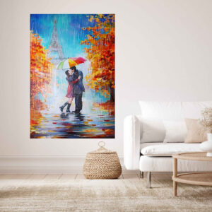 Love Couple Eiffel Tower Stretch Canvas High Quality Wall Arts - Ready To Hang