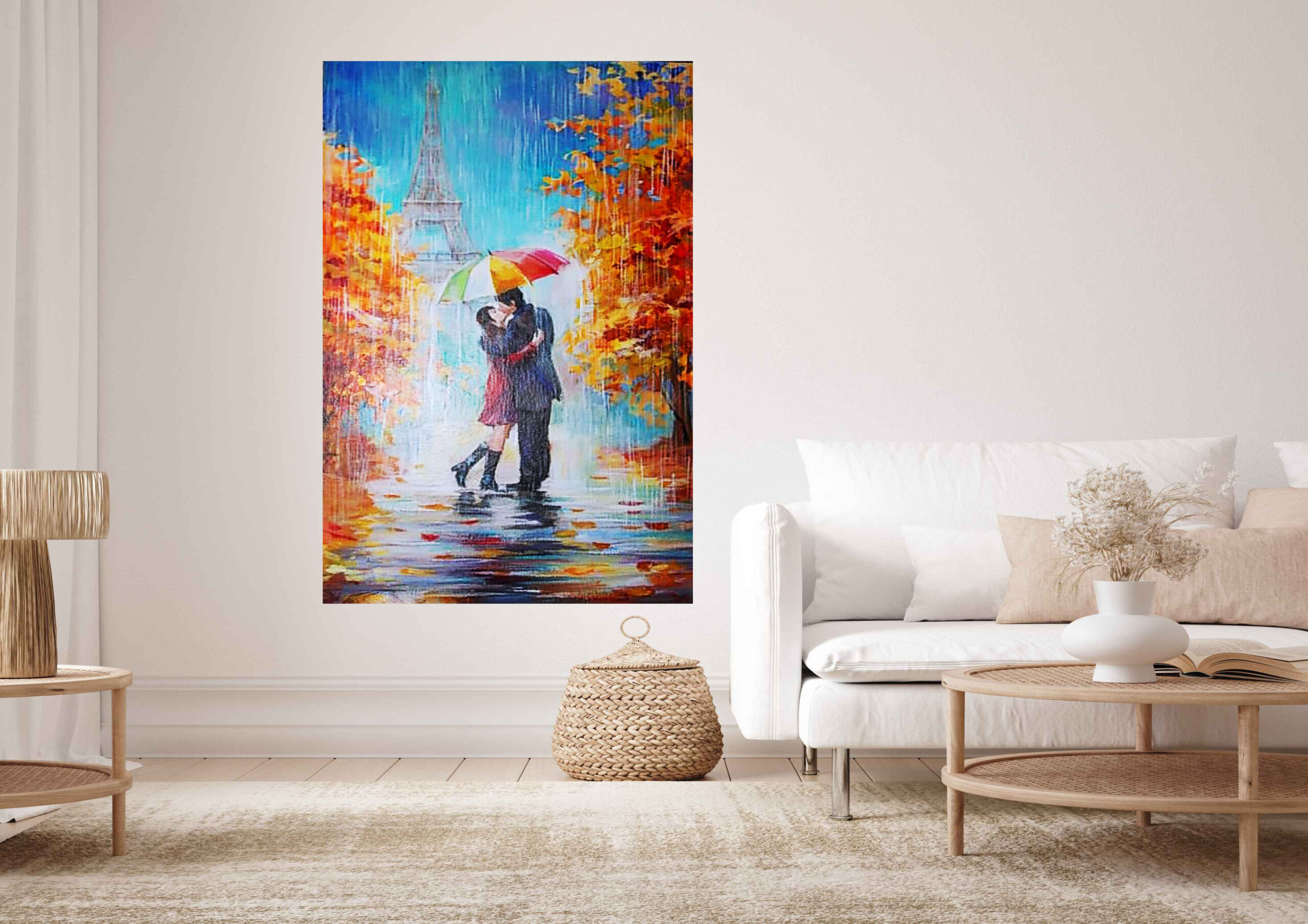 Love Couple Eiffel Tower Stretch Canvas High Quality Wall Arts – Ready To Hang
