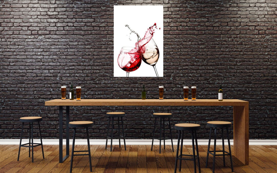 Two Wine Glasses Painting Stretch Canvas High Quality Wall Arts – Ready To Hang