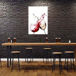 Two Wine Glasses Painting Stretch Canvas High Quality Wall Arts - Ready To Hang