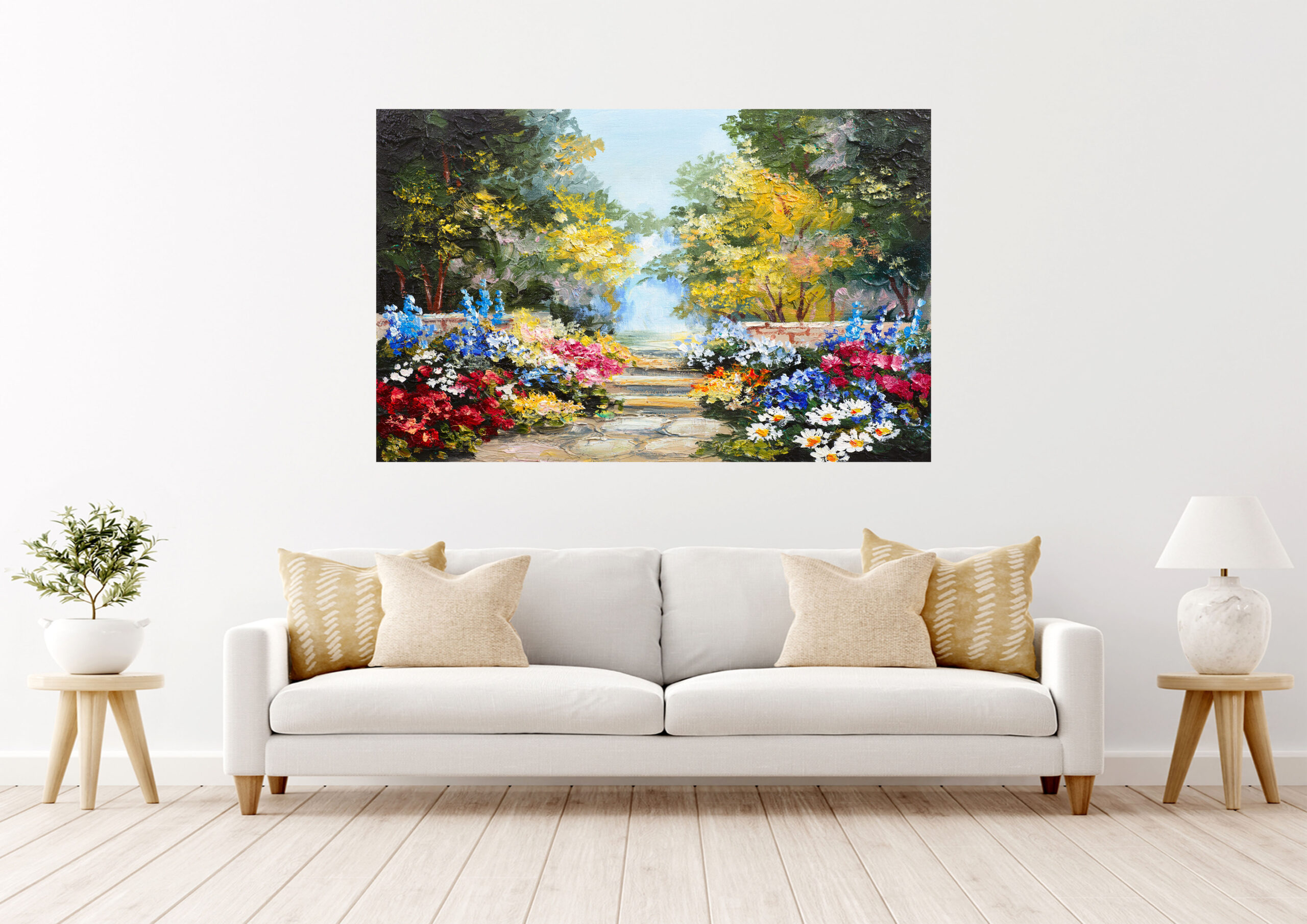 Flower Garden Oil painting Stretch Canvas High Quality Wall Arts – Ready To Hang (Copy)