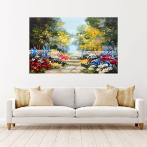 Flower Garden Oil Painting Stretch Canvas High Quality Wall Arts - Ready To Hang