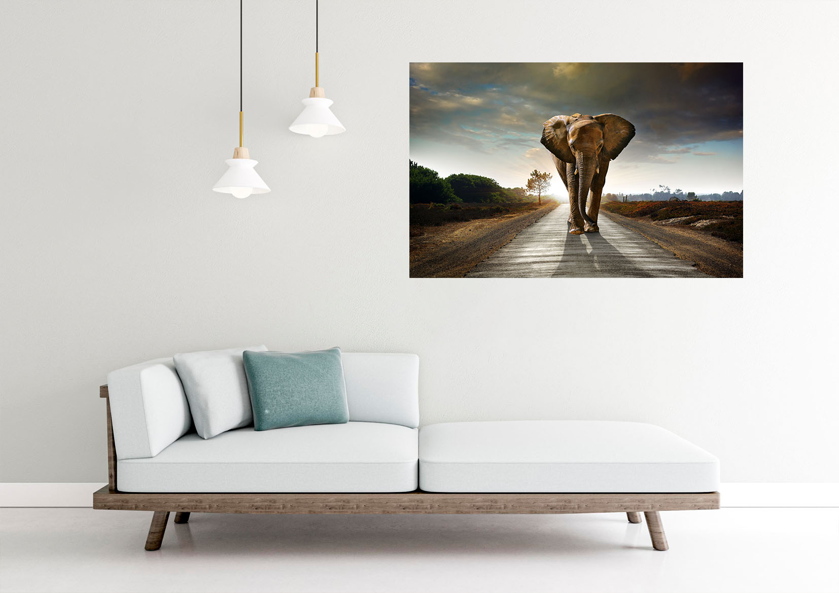 Abstract Elephant Walking Painting Stretch Canvas High Quality Wall Arts - Ready To Hang