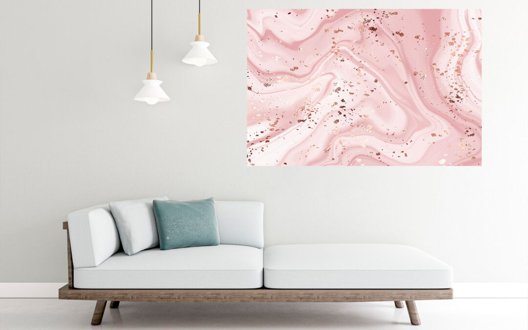 Gold & Pink Abstract Stretch Canvas High Quality Wall Arts – Ready To Hang