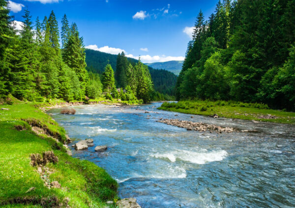 Nature River Mountains Photograph Stretch Canvas High Quality Wall Arts - Ready To Hang - Image 2