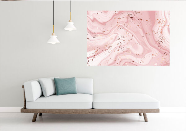 Gold & Pink Abstract Stretch Canvas High Quality Wall Arts - Ready To Hang