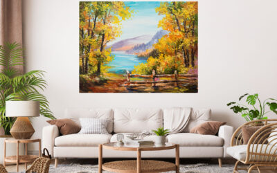 River Trees Scenery Painting Stretch Canvas High Quality Wall Arts – Ready To Hang