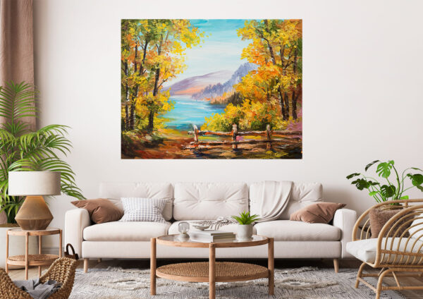 River Trees Scenery Painting Stretch Canvas High Quality Wall Arts - Ready To Hang