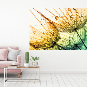 Abstract Flowers With Dew Drops Painting Stretch Canvas High Quality Wall Arts - Ready To Hang