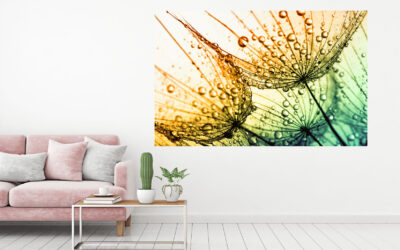 Abstract Flowers With Dew Drops Painting Stretch Canvas High Quality Wall Arts – Ready To Hang