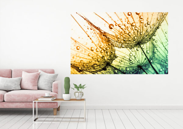 Abstract Flowers With Dew Drops Painting Stretch Canvas High Quality Wall Arts - Ready To Hang