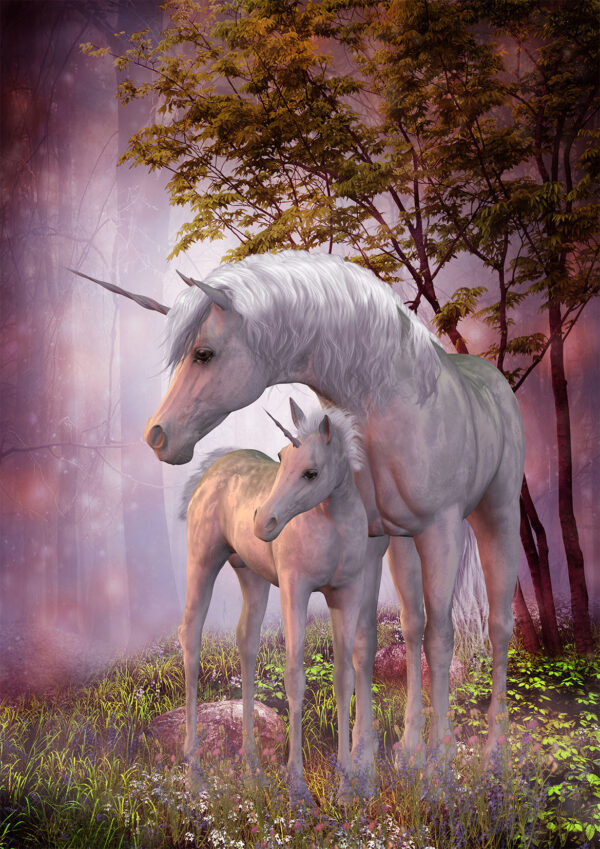 Unicorn & Baby Unicorn Art Stretch Canvas High Quality Wall Arts - Ready To Hang - Image 2