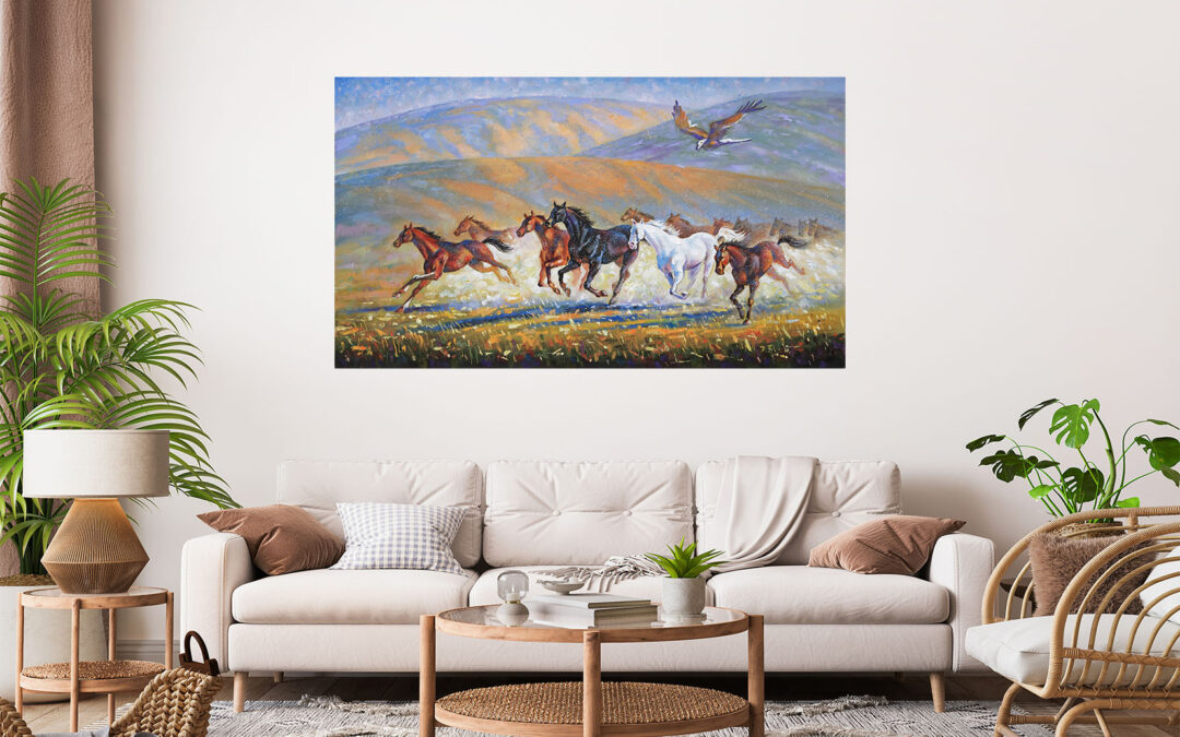 Running Horses Stretch Canvas High Quality Wall Arts – Ready To Hang