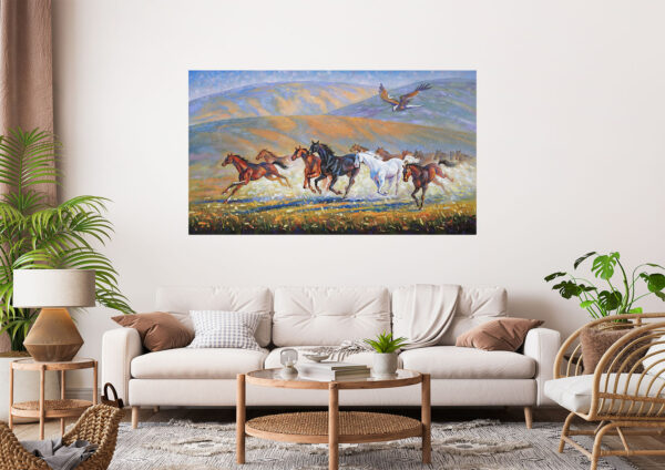 Running Horses Stretch Canvas High Quality Wall Arts - Ready To Hang