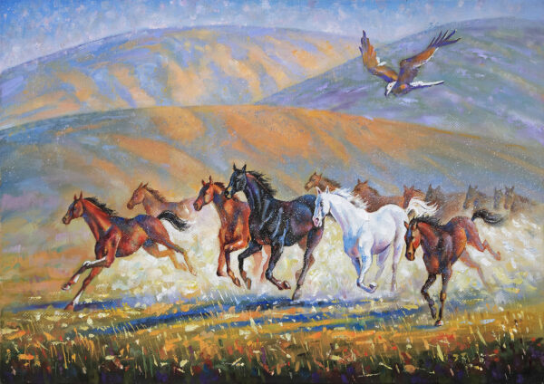 Running Horses Stretch Canvas High Quality Wall Arts - Ready To Hang - Image 2