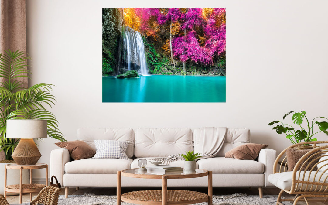Waterfall Forest Stretch Canvas High Quality Wall Arts – Ready To Hang