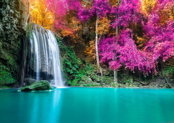 Waterfall Forest Stretch Canvas High Quality Wall Arts - Ready To Hang - Image 2