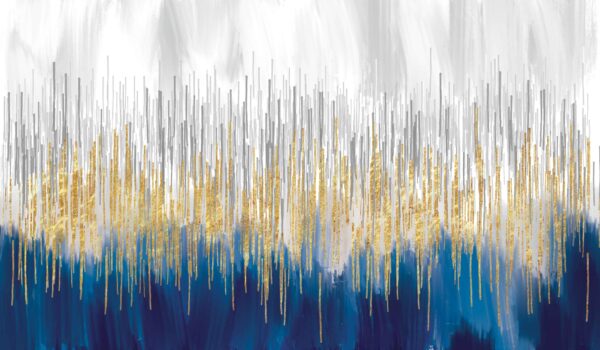 Blue & Gold Abstract Stretch Canvas High Quality Wall Arts - Ready To Hang - Image 2