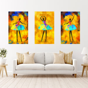 Beautiful Colorful Dancing Girls Painting Stretch Canvas High Quality Wall Arts - Ready To Hang