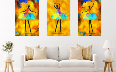 Beautiful Colorful Dancing Girls Painting Stretch Canvas High Quality Wall Arts – Ready To Hang
