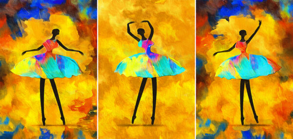 Beautiful Colorful Dancing Girls Painting Stretch Canvas High Quality Wall Arts - Ready To Hang - Image 2