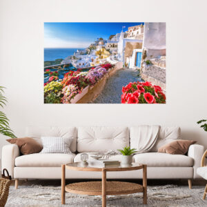 Santorini Shore Greece Stretch Canvas High Quality Wall Arts - Ready To Hang
