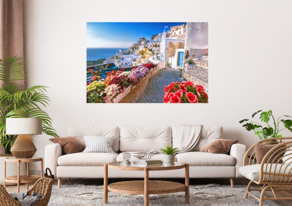 Santorini Shore Greece Stretch Canvas High Quality Wall Arts - Ready To Hang