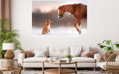 Beautiful Horse & Dog Painting Stretch Canvas High Quality Wall Arts – Ready To Hang