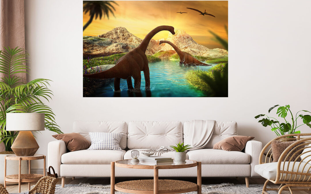 Beautiful Dinosaurs Painting Stretch Canvas High Quality Wall Arts – Ready To Hang