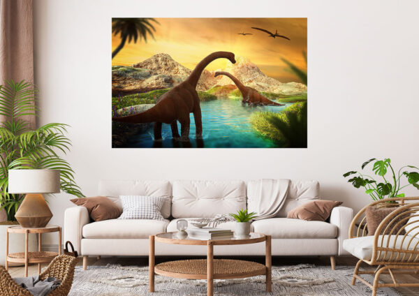 Beautiful Dinosaurs Painting Stretch Canvas High Quality Wall Arts - Ready To Hang