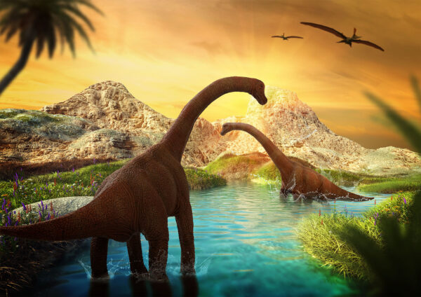 Beautiful Dinosaurs Painting Stretch Canvas High Quality Wall Arts - Ready To Hang - Image 2